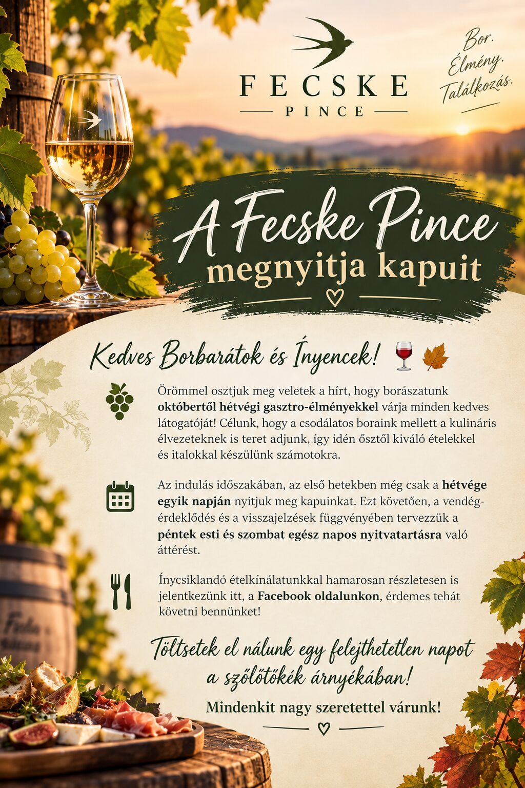 A Fecske Pince hétvégén megnyitja kapuit!